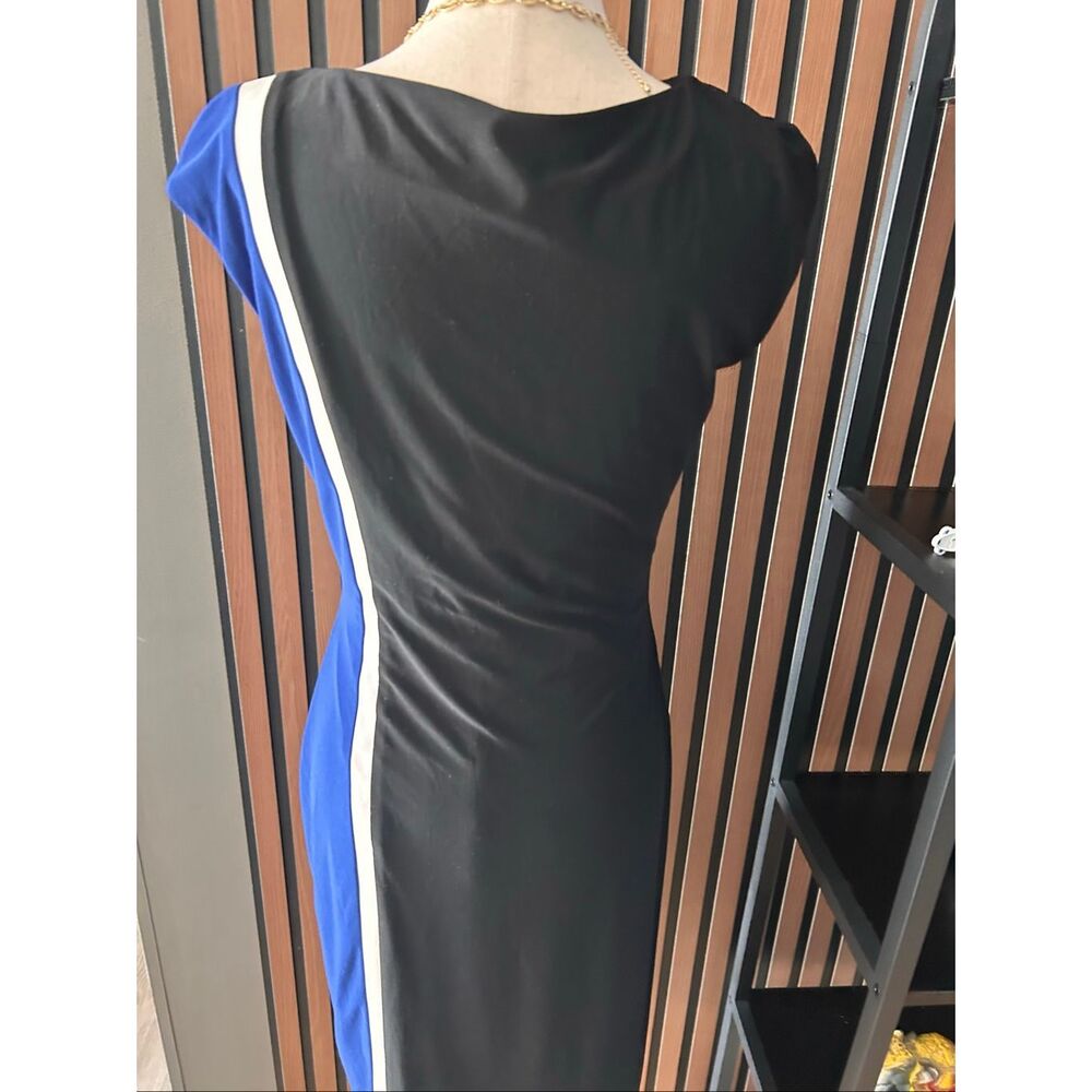 Lauren Ralph Lauren Women's Black Blue Sheath Dress Colorblock Size 8 stylish wo - Picture 4 of 6